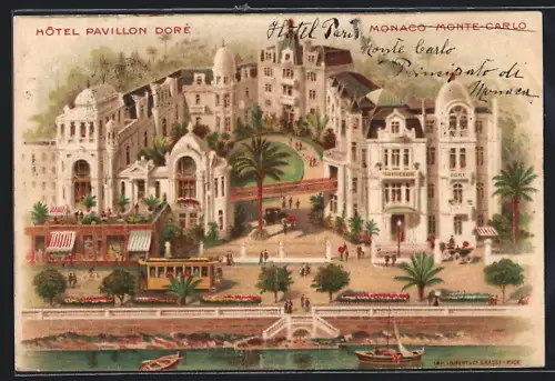 Künstler-AK Monte-Carlo, Hôtel Pavillon Doré