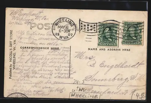 AK Wheeling, WV, Afloat on the Ohilo, School Building Passing Under Bridge, Hochwasser