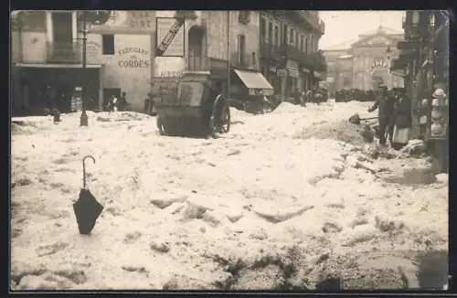 AK Montpellier, Une rue, Strassenpartie im Schnee