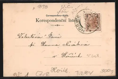 Lithographie Turnov, Waldsteina hrad byl jiz r. 1528, V kuchynce pri peci naides staré véci