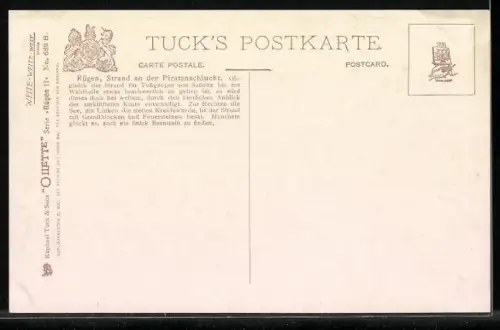 Künstler-AK Raphael Tuck & Sons Nr. 689: Rügen, Strand an der Piratenschlucht