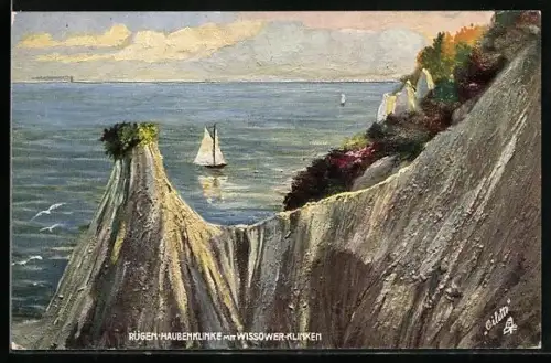 Künstler-AK Raphael Tuck & Sons Nr. 389: Rügen, Haubenklinke mit Wissower-Klinken