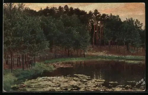 Künstler-AK Raphael Tuck & Sons Nr. 1218: Waldseen, Teich mit Seerosen