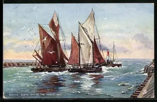 Künstler-AK Raphael Tuck & Sons Nr. 6238: Fishing Boats off to the North Sea