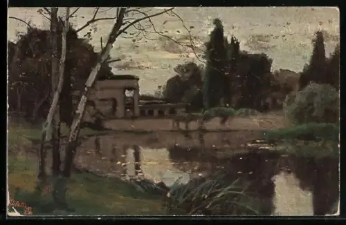 Künstler-AK Raphael Tuck & Sons Nr. 825: Der Deutsche Wald, See und Ruine