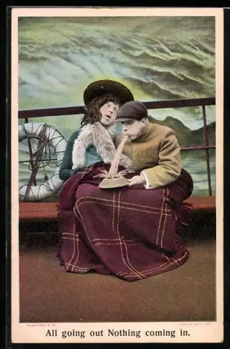 AK Mann auf dem Schiff übergibt sich, Toilettenhumor