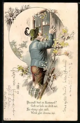 AK Mann beim Kammerfensterln, Erotik