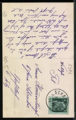 AK Mann auf Leiter bei Frau am Fenster, Erotik