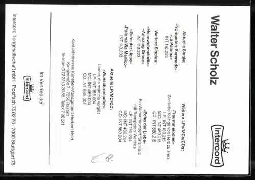 AK Musiker Walter Scholz Trompete spielend, Autograph 1987