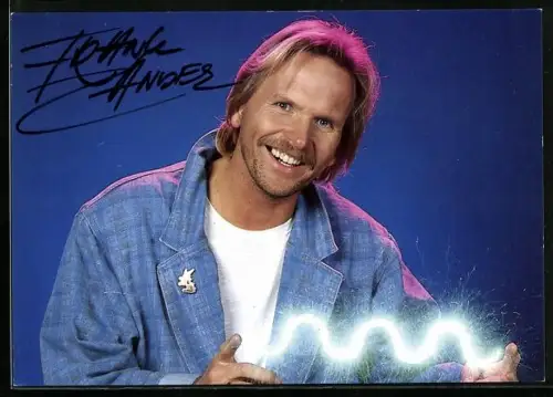 AK Musiker Frank Zander mit strahlendem Lächeln, Autograph