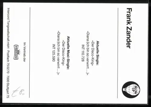 AK Musiker Frank Zander mit strahlendem Lächeln, Autograph