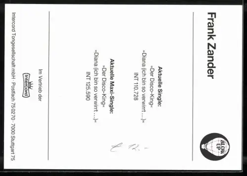 AK Sänger Frank Zander lächelt in die Kamera, Autograph