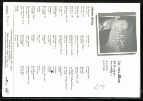 AK Musiker Udo Jürgens im schwarzen Anzug, Autograph