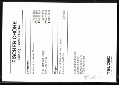 AK Sänger Gotthilf Fischer auf einer Blumenwiese, Autograph