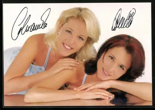 AK Musikerinnen Geschwister Hofmann posieren zusammen, Autographen