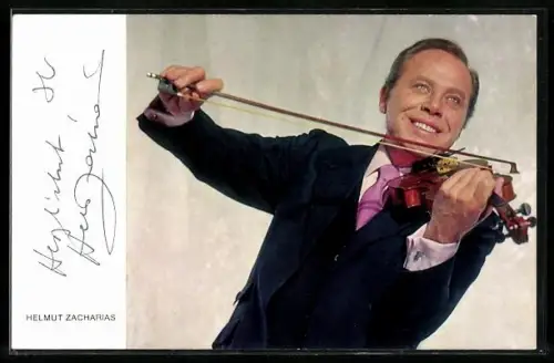 AK Musiker Helmut Zacharia spielt Geige, Autograph