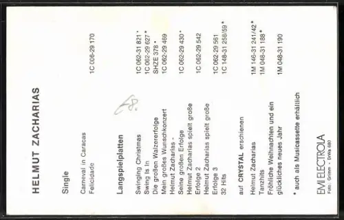 AK Musiker Helmut Zacharia spielt Geige, Autograph