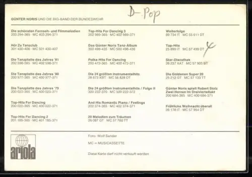 AK Musiker Günter Noris am Piano schaut in die Kamera, Autograph