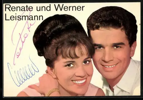 AK Musiker-Duo Renate und Werner Leismann im Portrait, Autograph