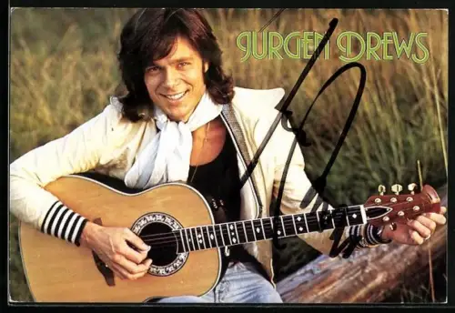 AK Musiker Jurgen Drews an der Gitarre, Autograph