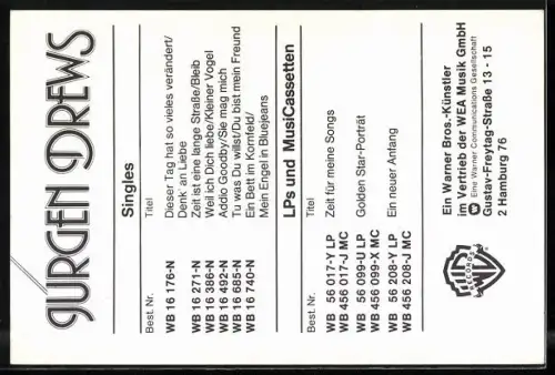 AK Musiker Jurgen Drews an der Gitarre, Autograph