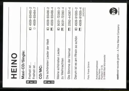 AK Musiker Heino im blauen Anzug, Autograph