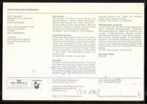 AK Die Wildecker Herzbuben, Musikerduo in Tracht, Autographen