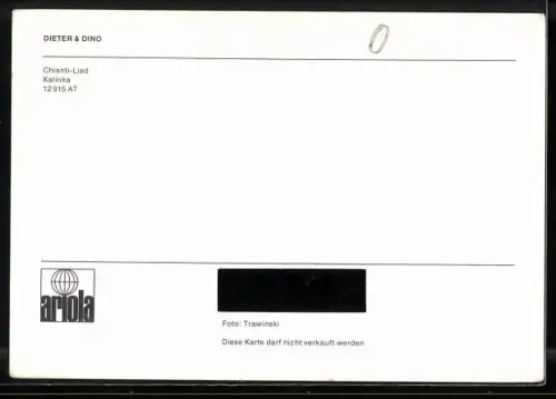 AK Musiker-Duo Dieter und Dino blicken in die Kamera, Autographen