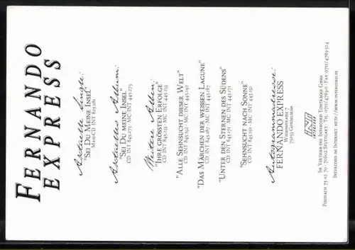 AK Fernando Express, Portrait der Musikgruppe, Autograph
