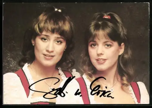 AK Sängerinnen-Duo Gitti und Erica in Tracht, Autographen