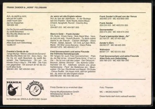 AK Sänger Franz Zander und Herr Feldmann, Autograph