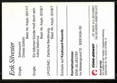 AK Musiker Erik Silvester mit Gitarre im Flechtstuhl, Autograph