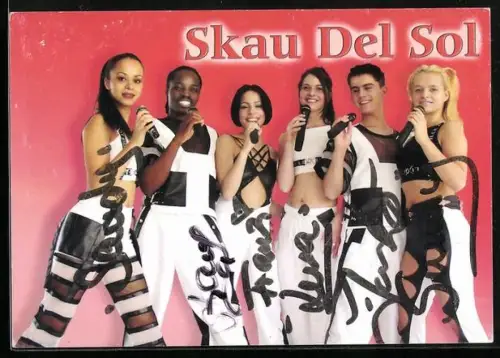 AK Musikergruppe Skau Del Sol im Portrait, Autographen