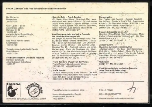 AK Musiker Frank Zander lächelt in die Kamera, Autograph