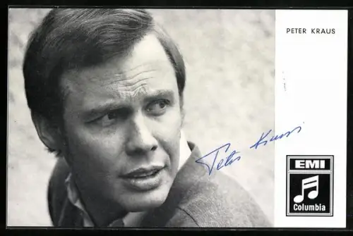 AK Musiker Peter Kraus mit fragendem Blick, Autograph