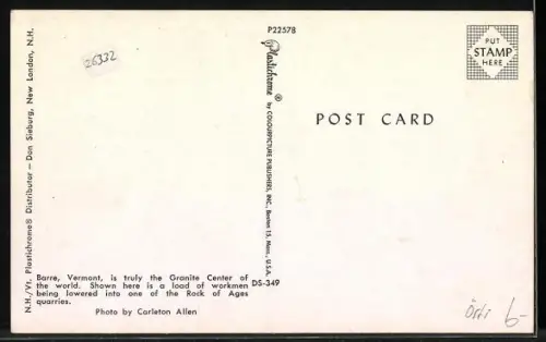 AK Barre, VT, Rock of Ages Granite Quarry, Workers in a Lift