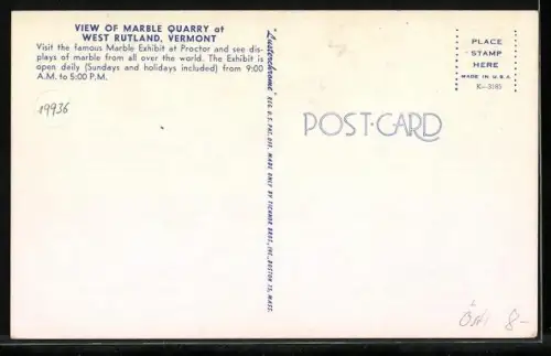 AK West Rutland, VT, View of Marble Quarry