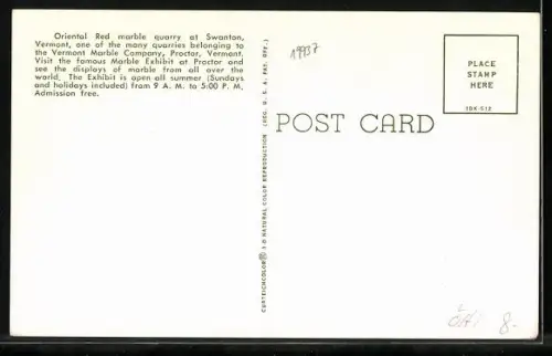 AK Swanton, VT, Oriental Red marble quarry