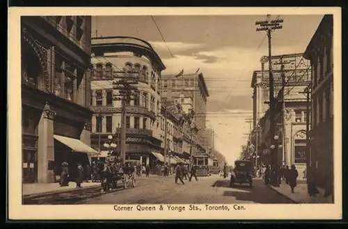 AK Toronto, Corner Queen & Yonge Sts., Strassenbahn