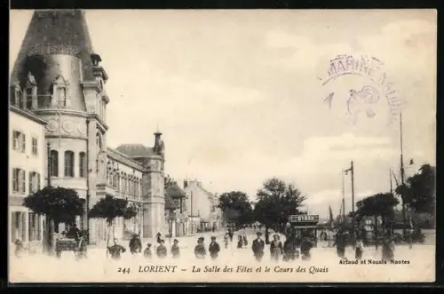 AK Lorient, La Salle des Fêtes et le Cours des Quais, Strassenbahn