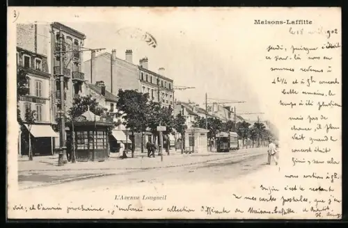AK Maisons-Laffitte, L`Avenue Longueil, Strassenbahn