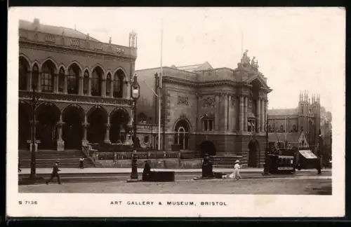 AK Bristol, Art Gallery and Museum, Strassenbahn
