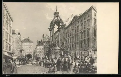 AK Alt-Wien, Der Hohe Markt mit Ständen