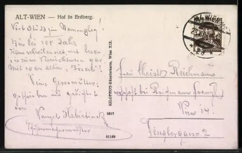 Künstler-AK Alt-Wien, Hof in Erdberg mit Hühnern und Enten