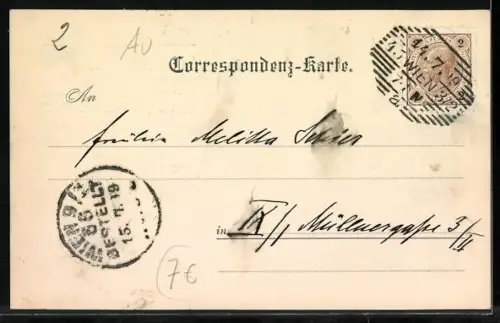 Lithographie Alt-Wien, Griechische Kirche, Griechen-Gasse Ecke Rheinberger Strasse