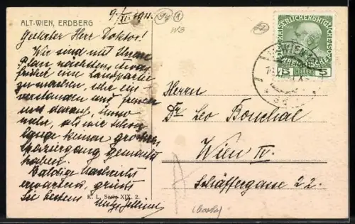 AK Alt-Wien, Erdberg, Partie in altem Hof