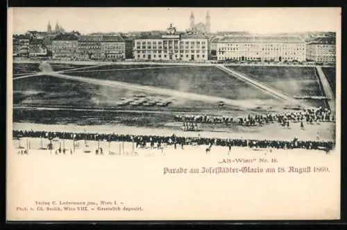 AK Alt-Wien, Parade am Josefstädter-Glacis am 18. Aug. 1860