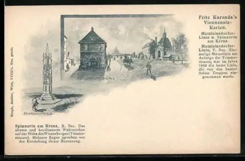 AK Alt-Wien, Matzleinsdorfer-Linie und Spinnerin am Kreuz