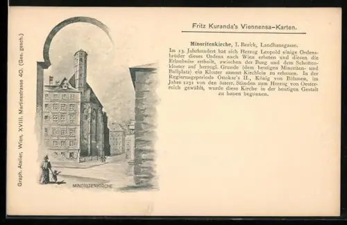 Künstler-AK Wien, Landhausgasse mit Minoritenkirche