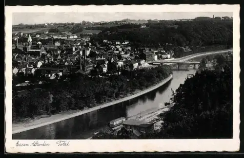AK Essen-Werden, Totalansicht der Stadt an der Ruhr